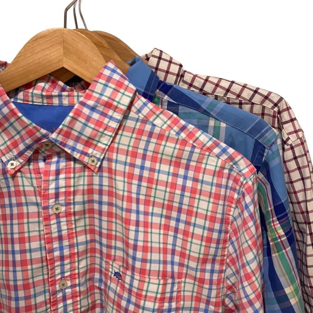 Southern Tide Mens Button Down Shirt Lot of 3 Plaid Check Long Sleeve Size M L